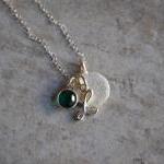 Initial And Birthstone Charm Necklace (sterling..