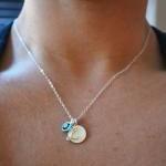 Initial And Birthstone Charm Necklace (sterling..